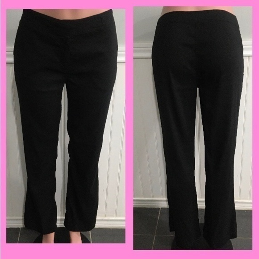 Eileen Fisher Straight Pants Linen Blend Black Lightweight size Small